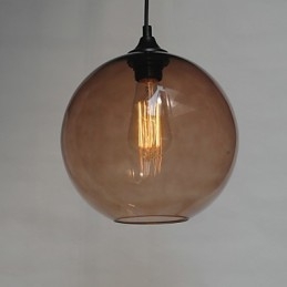 Moderne glazen hanglamp in rond bruin bubbeldesign