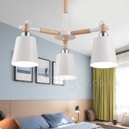 3 Lichts Moderne Hedendaagse Houten Kroonluchter Licht