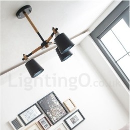 3 Lichts Moderne Hedendaagse Houten Kroonluchter Licht