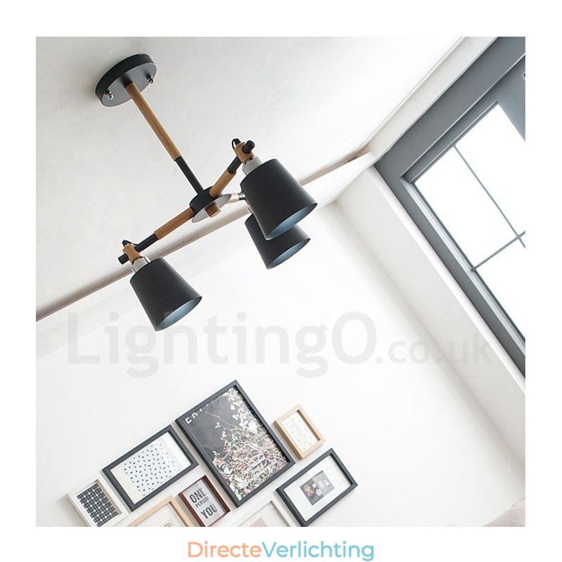 3 Lichts Moderne Hedendaagse Houten Kroonluchter Licht