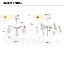 Moderne eigentijdse houten kroonluchter met 6 lampen