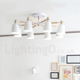 8-lichts moderne, eigentijdse houten kroonluchter