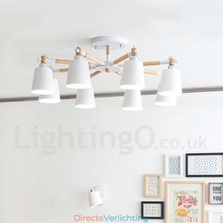 8-lichts moderne, eigentijdse houten kroonluchter 8-lichts moderne, eigentijdse houten kroonluchter