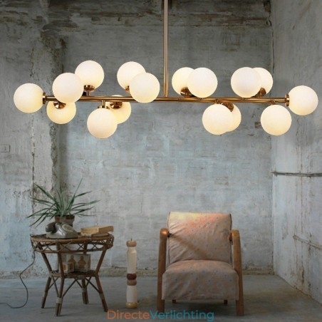 Moderne eigentijdse kroonluchter met 16 lampen, glazen kap en lamp Moderne eigentijdse kroonluchter met 16 lampen, glazen kap en lamp