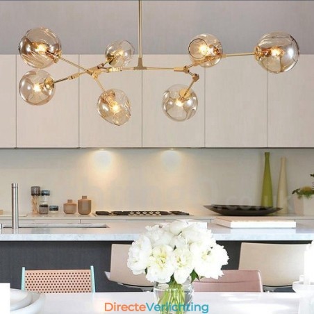 Moderne eigentijdse kroonluchter met 7 lampen en heldere glazen kap en lamp Moderne eigentijdse kroonluchter met 7 lampen en heldere glazen kap en lamp