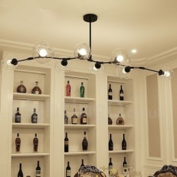8-lichts moderne eigentijdse kroonluchter met heldere glazen kap en lamp (zwartgoud)