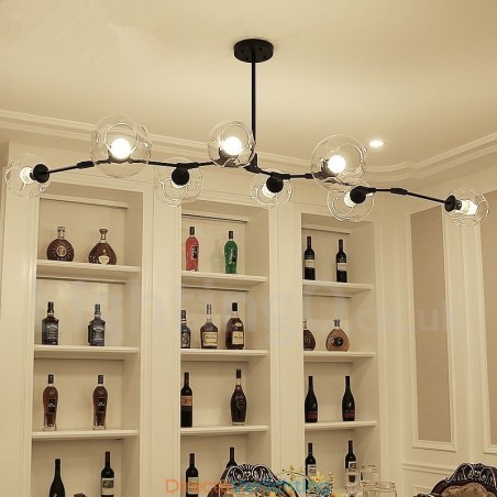 8-lichts moderne eigentijdse kroonluchter met heldere glazen kap en lamp (zwartgoud) 8-lichts moderne eigentijdse kroonluchter met heldere glazen kap en lamp (zwartgoud)