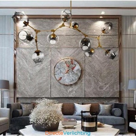 10-lichts gouden kroonluchter met glazen kap, moderne, eigentijdse stijllamp 10-lichts gouden kroonluchter met glazen kap, moderne, eigentijdse stijllamp