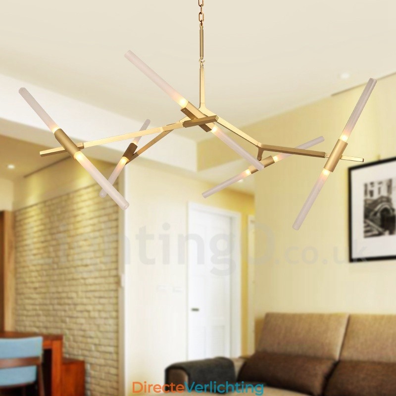 10-lichts moderne, eigentijdse kroonluchter (zwart, goud)