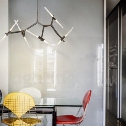 10-lichts moderne, eigentijdse kroonluchter (zwart, goud)