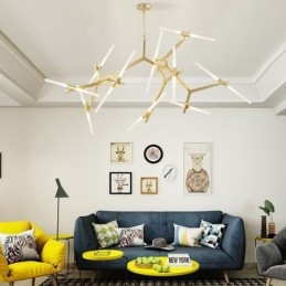 Moderne eigentijdse kroonluchter met 20 lampen (zwartgoud)