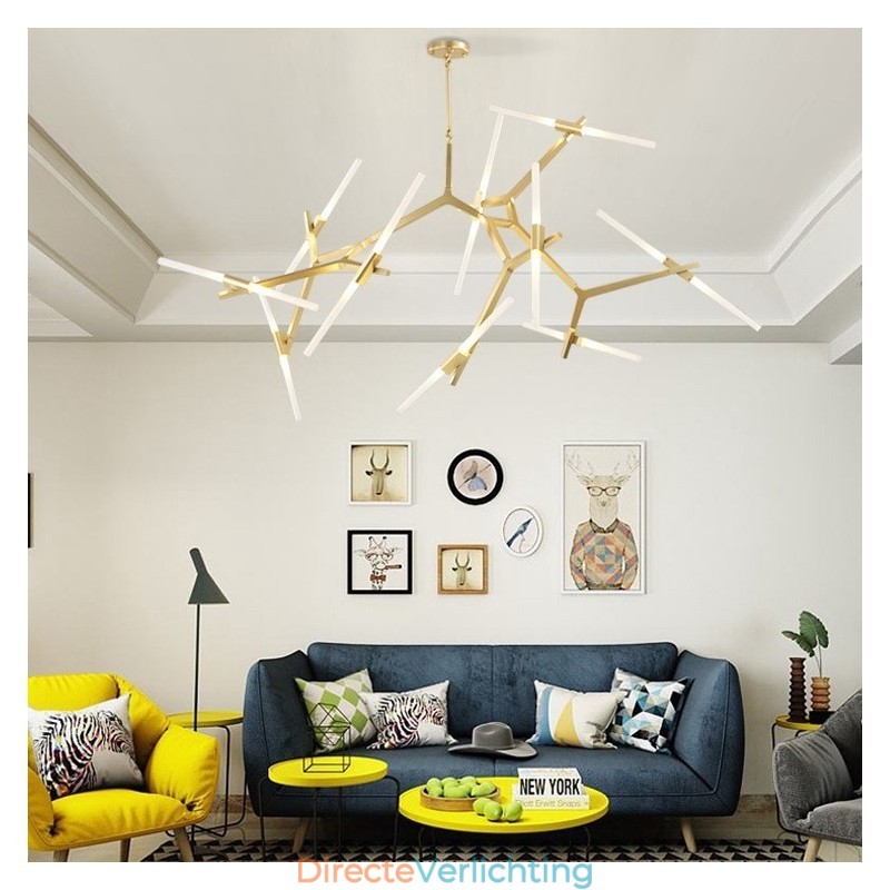 Moderne eigentijdse kroonluchter met 20 lampen (zwartgoud)