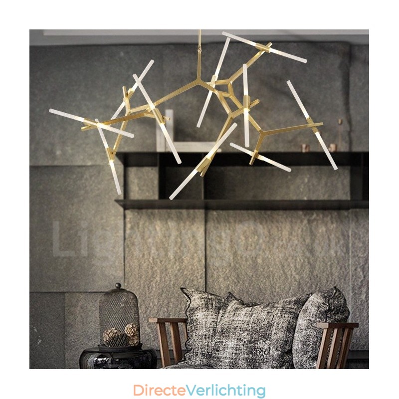 Moderne eigentijdse kroonluchter met 20 lampen (zwartgoud)