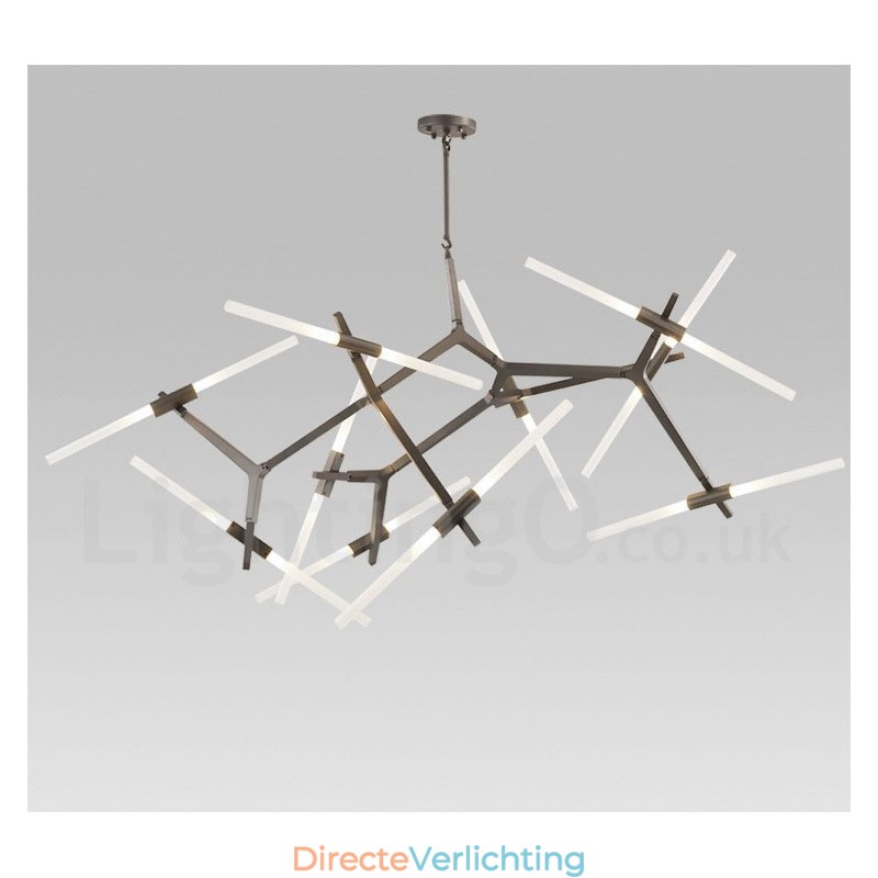 Moderne eigentijdse kroonluchter met 20 lampen (zwartgoud)