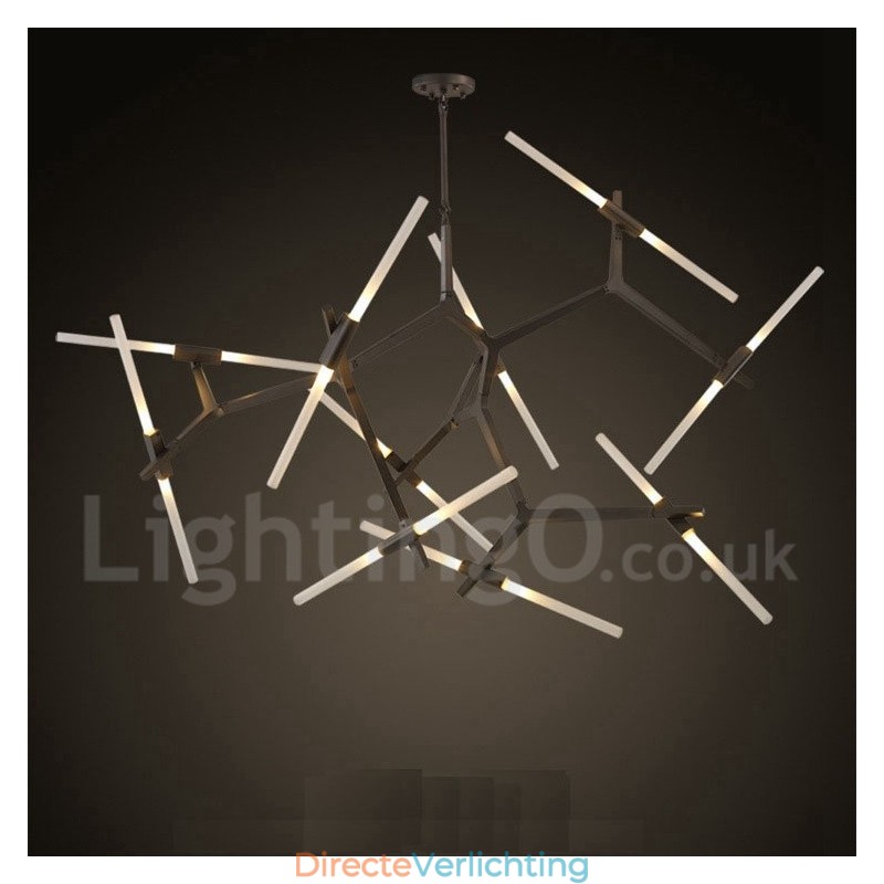 Moderne eigentijdse kroonluchter met 20 lampen (zwartgoud)