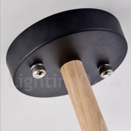 Moderne eigentijdse 6-lichts enkellaags houten kroonluchter met trommelstof (zwart-wit)