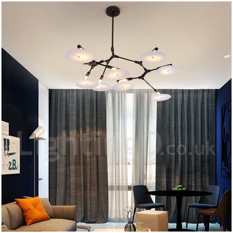 Zwarte 8-lichts moderne eigentijdse kroonluchterlamp