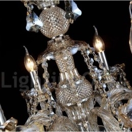 Retro Vintage Cognac Kleur K9 Kristal Moderne Kroonluchter met 6 Lampen