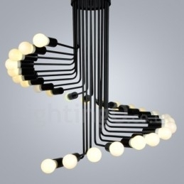 Zwarte 26-lichts retro vintage moderne eigentijdse kroonluchterlamp