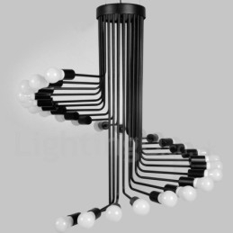 Zwarte 26-lichts retro vintage moderne eigentijdse kroonluchterlamp