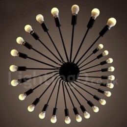 Zwarte 26-lichts retro vintage moderne eigentijdse kroonluchterlamp