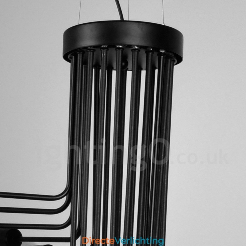 Zwarte 26-lichts retro vintage moderne eigentijdse kroonluchterlamp