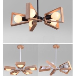 Houten enkelvoudige kroonluchterlamp met 5 lampen in moderne, eigentijdse stijl