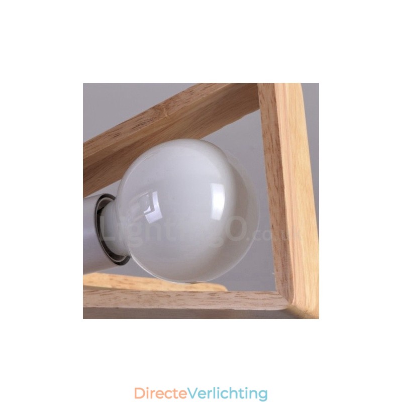 Houten enkelvoudige kroonluchterlamp met 5 lampen in moderne, eigentijdse stijl