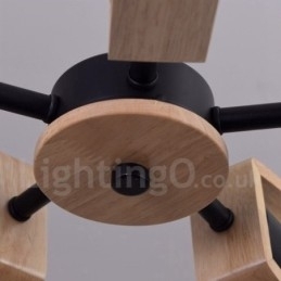 Houten enkelvoudige kroonluchterlamp met 8 lampen in moderne, eigentijdse stijl