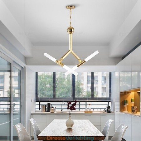 Moderne eigentijdse 2-laags 4-lichts gouden kroonluchterlamp Moderne eigentijdse 2-laags 4-lichts gouden kroonluchterlamp