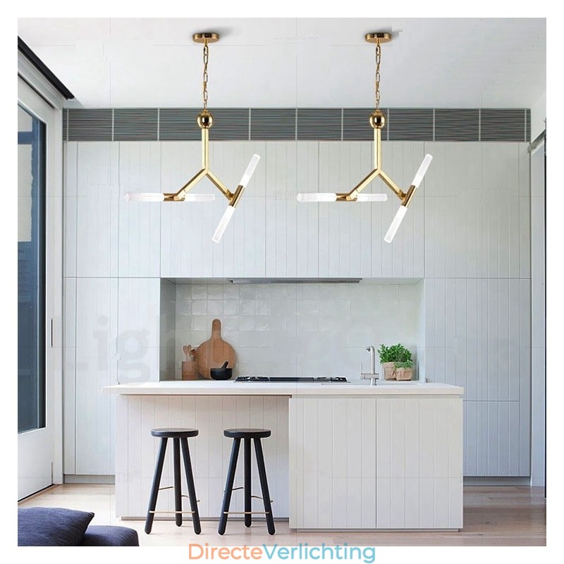 Moderne eigentijdse 2-laags 4-lichts gouden kroonluchterlamp