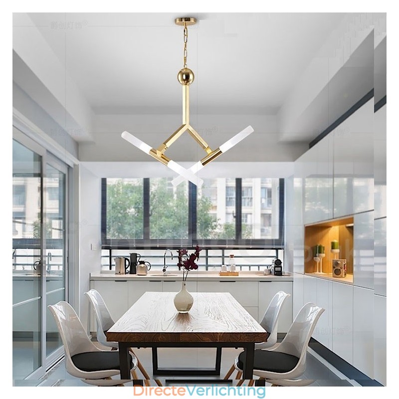 Moderne eigentijdse 2-laags 4-lichts gouden kroonluchterlamp