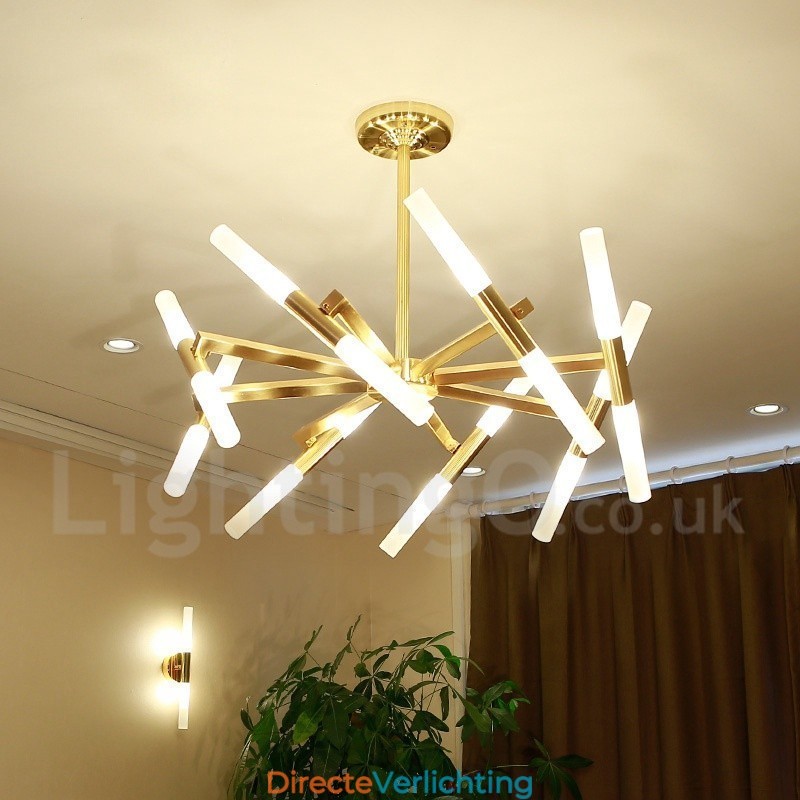 Moderne eigentijdse 2-laags 16-lichts gouden kroonluchterlamp