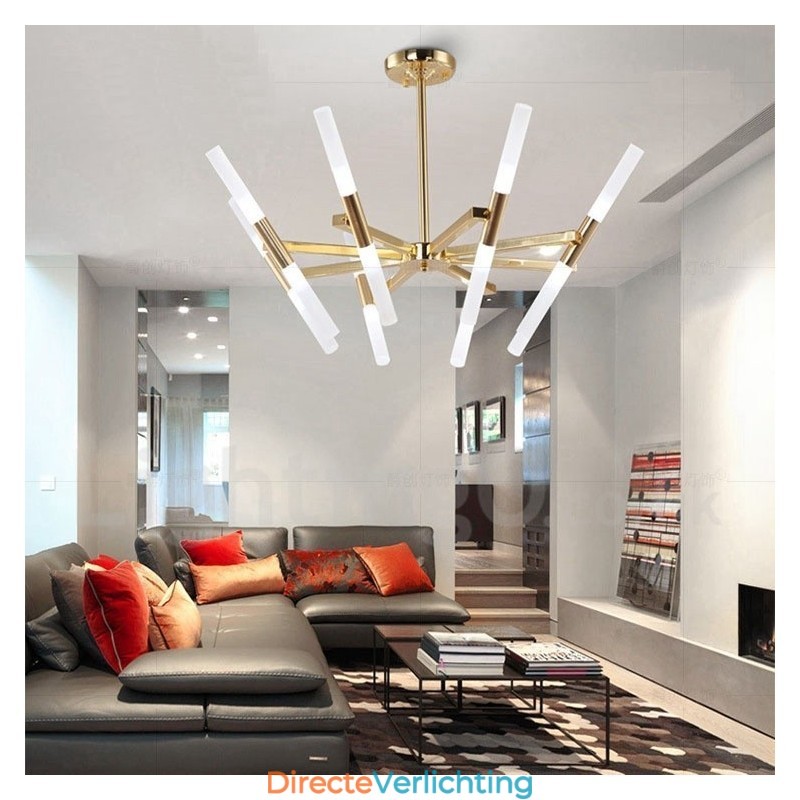 Moderne eigentijdse 2-laags 16-lichts gouden kroonluchterlamp