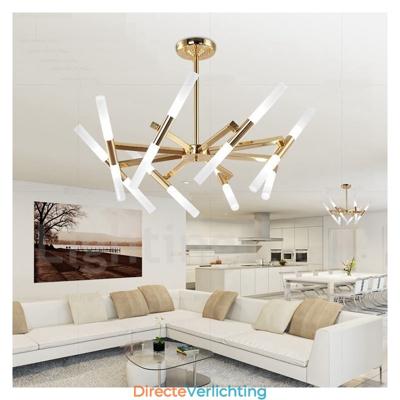 Moderne eigentijdse 2-laags 16-lichts gouden kroonluchterlamp