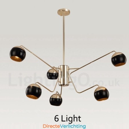 6-lichts 2-laags moderne, eigentijdse metalen kroonluchterlamp met glazen kap 6-lichts 2-laags moderne, eigentijdse metalen kroonluchterlamp met glazen kap