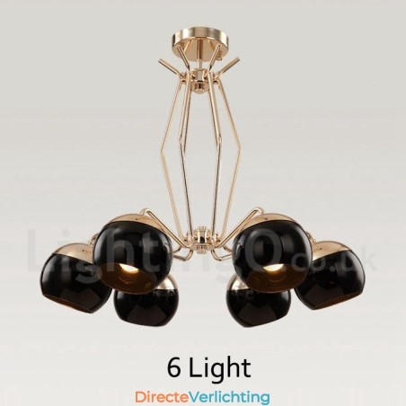 6-lichts enkellaags moderne, eigentijdse metalen kroonluchterlamp met glazen kap 6-lichts enkellaags moderne, eigentijdse metalen kroonluchterlamp met glazen kap