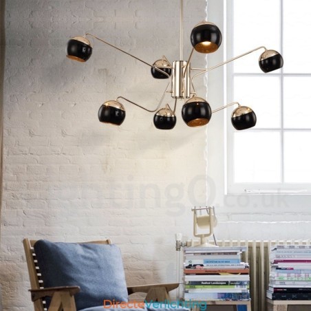 8-lichts 2-laags moderne, eigentijdse metalen kroonluchterlamp met glazen kap 8-lichts 2-laags moderne, eigentijdse metalen kroonluchterlamp met glazen kap