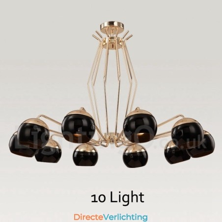 10-lichts enkellaags moderne, eigentijdse metalen kroonluchterlamp met glazen kap 10-lichts enkellaags moderne, eigentijdse metalen kroonluchterlamp met glazen kap