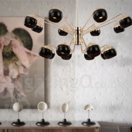 16-lichts 2-laags moderne, eigentijdse metalen kroonluchterlamp met glazen kap