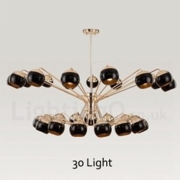 30 Licht 2-laags moderne, eigentijdse metalen kroonluchterlamp met glazen kap
