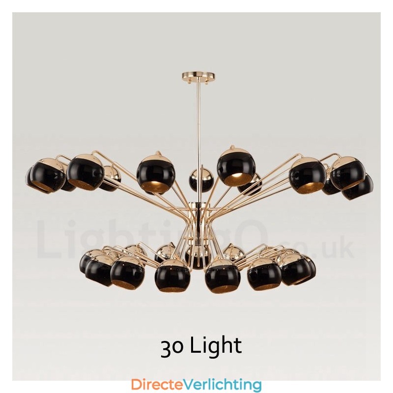30 Licht 2-laags moderne, eigentijdse metalen kroonluchterlamp met glazen kap