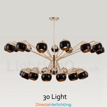 30 Licht 2-laags moderne, eigentijdse metalen kroonluchterlamp met glazen kap 30 Licht 2-laags moderne, eigentijdse metalen kroonluchterlamp met glazen kap