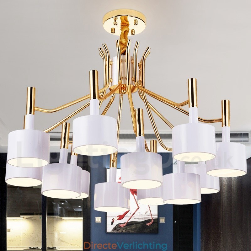 Moderne eigentijdse 12-lichts 2-laags kroonluchterlamp