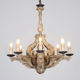 8 Licht Vintage Retro Houten Kroonluchter Lamp Licht