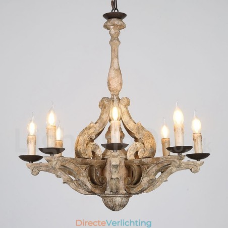 8 Licht Vintage Retro Houten Kroonluchter Lamp Licht 8 Licht Vintage Retro Houten Kroonluchter Lamp Licht