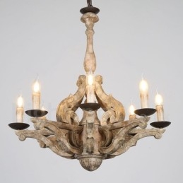 8 Licht Vintage Retro Houten Kroonluchter Lamp Licht