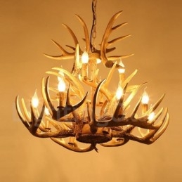 Vintage landelijke kroonluchter met 12 lampen