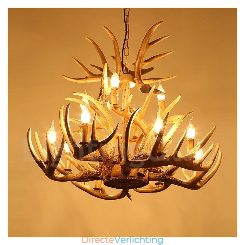 Vintage landelijke kroonluchter met 12 lampen