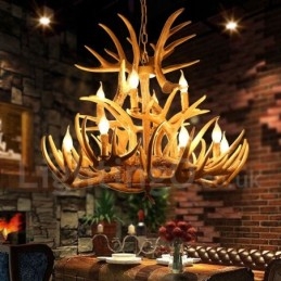 Vintage landelijke kroonluchter met 12 lampen